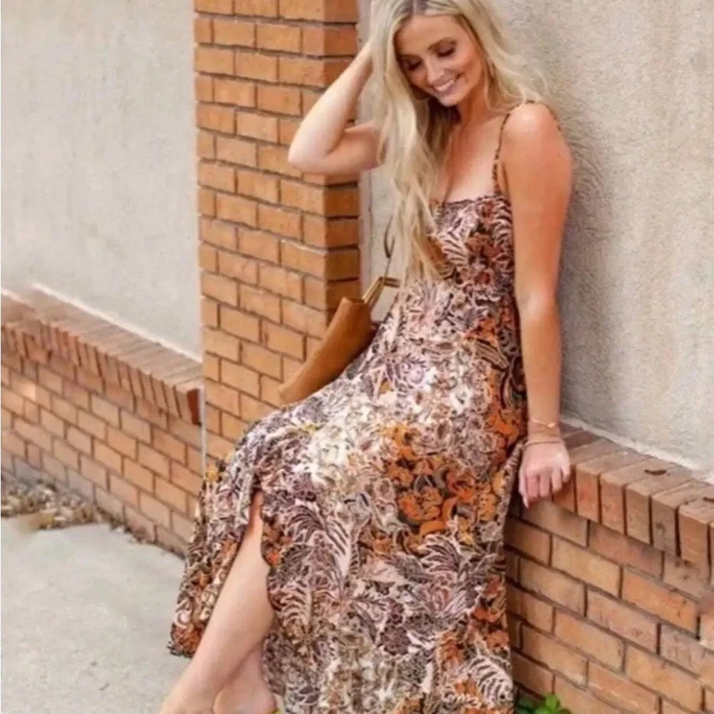 Free People “forever yours” smocked maxi floral dress L